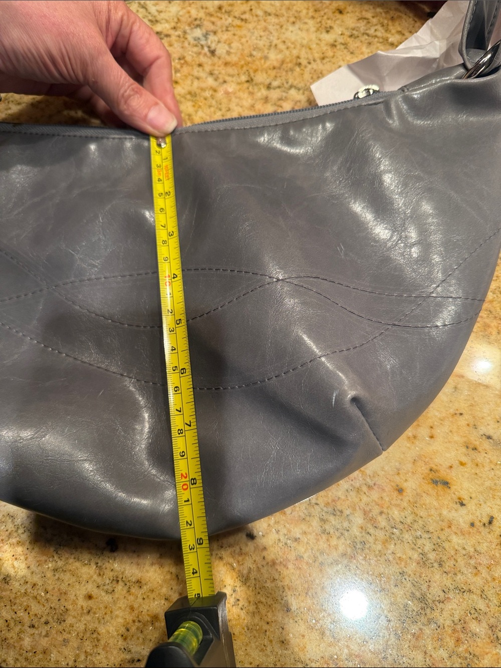 Crystalyn Kae Gray half moon purse with matching black Pouch. NWOT vegan - Picture 11 of 12